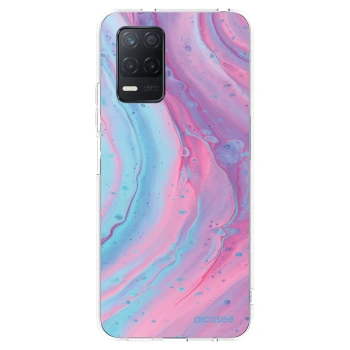 Picasee silikonowe przeźroczyste etui na Realme 8 5G - Pink liquid
