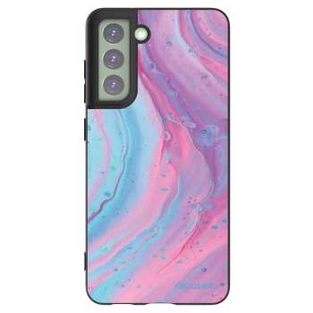 Picasee silikonowe czarne etui na Samsung Galaxy S21 FE 5G - Pink liquid