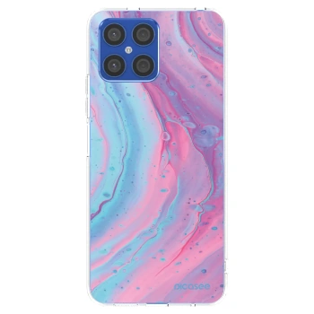 Picasee silikonowe przeźroczyste etui na Honor X8 4G - Pink liquid