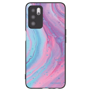 Picasee silikonowe czarne etui na OPPO A16 - Pink liquid