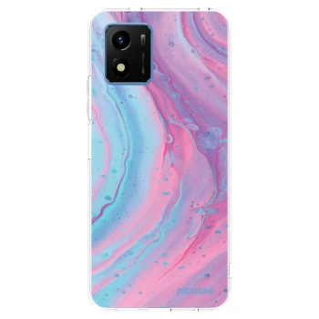 Picasee silikonowe przeźroczyste etui na Vivo Y01 - Pink liquid