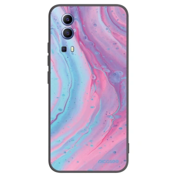 Picasee silikonowe czarne etui na Vivo Y52 5G - Pink liquid