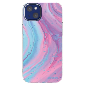 Picasee silikonowe przeźroczyste etui na Apple iPhone 14 Plus - Pink liquid