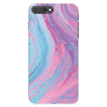 Picasee silikonowe przeźroczyste etui na Apple iPhone 8 Plus - Pink liquid