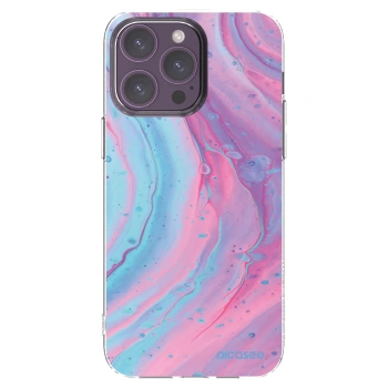 Picasee silikonowe przeźroczyste etui na Apple iPhone 14 Pro Max - Pink liquid