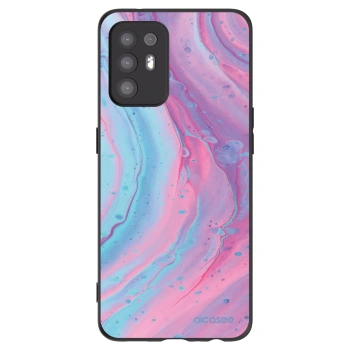 Picasee silikonowe czarne etui na OPPO A94 5G - Pink liquid