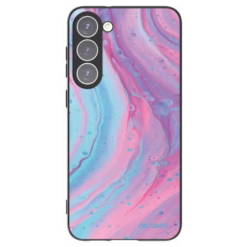 Picasee silikonowe czarne etui na Samsung Galaxy S23+ 5G - Pink liquid