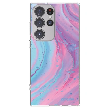 Picasee silikonowe przeźroczyste etui na Samsung Galaxy S23 Ultra 5G - Pink liquid