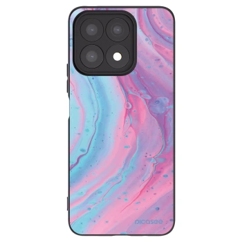 Picasee silikonowe czarne etui na Honor X8a - Pink liquid