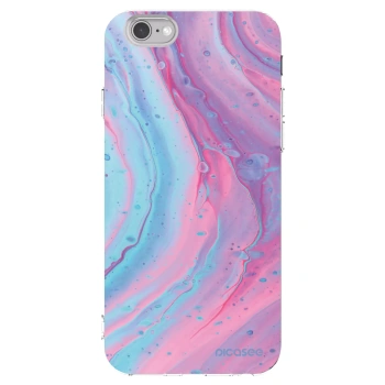 Picasee silikonowe przeźroczyste etui na Apple iPhone 6/6S - Pink liquid