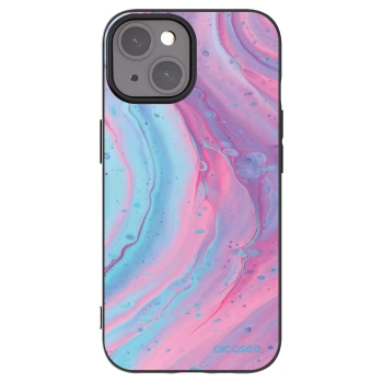 Picasee silikonowe czarne etui na Apple iPhone 15 - Pink liquid