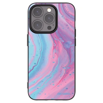 Picasee silikonowe czarne etui na Apple iPhone 15 Pro - Pink liquid