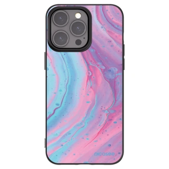 Picasee silikonowe czarne etui na Apple iPhone 15 Pro Max - Pink liquid
