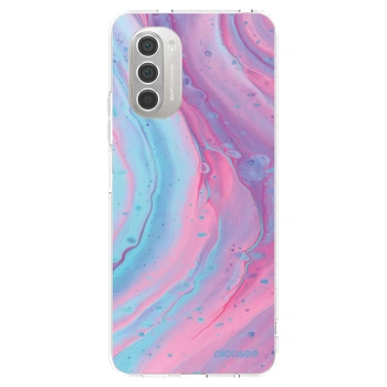 Picasee silikonowe przeźroczyste etui na Motorola Moto G51 - Pink liquid