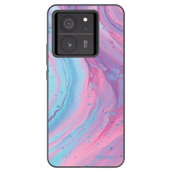Picasee silikonowe czarne etui na Xiaomi 13T - Pink liquid