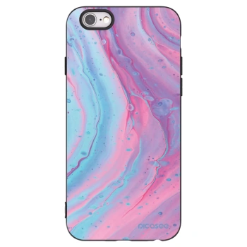 Picasee silikonowe czarne etui na Apple iPhone 6/6S - Pink liquid