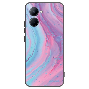 Picasee silikonowe czarne etui na Realme C33 (2023) - Pink liquid