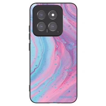 Picasee silikonowe czarne etui na Xiaomi 14 - Pink liquid