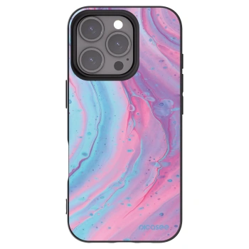 Picasee silikonowe czarne etui na Apple iPhone 16 Pro - Pink liquid