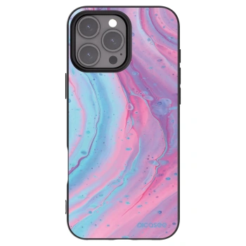 Picasee silikonowe czarne etui na Apple iPhone 16 Pro Max - Pink liquid