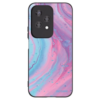 Picasee silikonowe czarne etui na Honor 200 Lite - Pink liquid