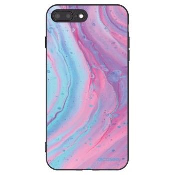 Picasee silikonowe czarne etui na Apple iPhone 8 Plus - Pink liquid