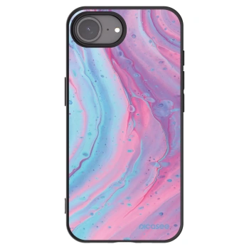 Picasee silikonowe czarne etui na Apple iPhone 16e - Pink liquid
