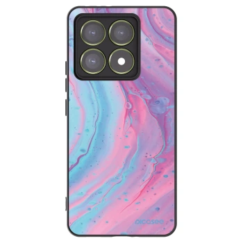 Picasee silikonowe czarne etui na Xiaomi 14T - Pink liquid