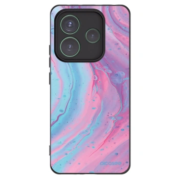 Picasee silikonowe czarne etui na Xiaomi Redmi Note 14 5G - Pink liquid
