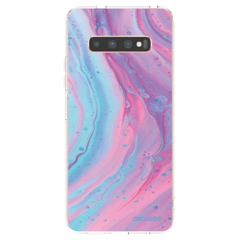Picasee silikonowe przeźroczyste etui na Samsung Galaxy S10 Plus G975 - Pink liquid