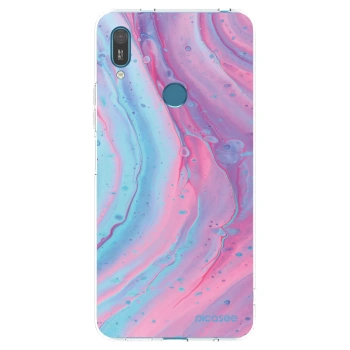 Picasee silikonowe przeźroczyste etui na Huawei Y7 2019 - Pink liquid