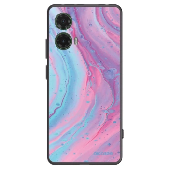 Picasee silikonowe czarne etui na Motorola Moto G35 5G - Pink liquid