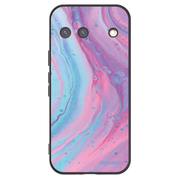 Picasee silikonowe czarne etui na Google Pixel 9 - Pink liquid