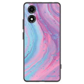 Picasee silikonowe czarne etui na Motorola Moto E14 - Pink liquid