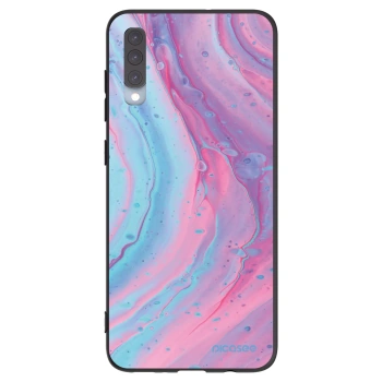 Picasee silikonowe czarne etui na Samsung Galaxy A70 A705F - Pink liquid