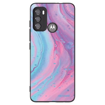 Picasee silikonowe czarne etui na Motorola Edge 60 5G - Pink liquid