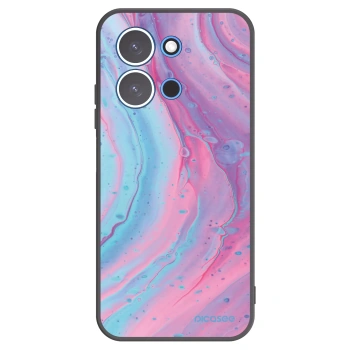 Picasee silikonowe czarne etui na Xiaomi Redmi 15C 4G - Pink liquid