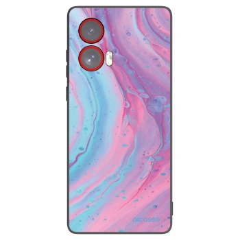 Picasee silikonowe czarne etui na Motorola Edge 50 Fusion - Pink liquid