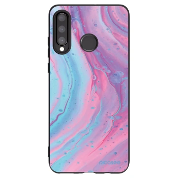 Picasee silikonowe czarne etui na Huawei P30 Lite - Pink liquid