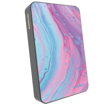 Picasee Powerbank z MagSafe 10 000 mAh Szary - Pink liquid