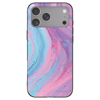 Picasee silikonowe czarne etui na Apple iPhone 18 Pro Max - Pink liquid