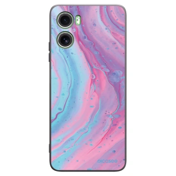 Picasee silikonowe czarne etui na Motorola Moto G06 - Pink liquid