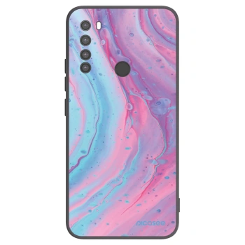 Picasee silikonowe czarne etui na Xiaomi Redmi Note 8 - Pink liquid