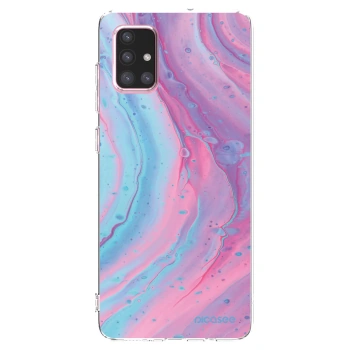 Picasee silikonowe przeźroczyste etui na Samsung Galaxy A71 A715F - Pink liquid