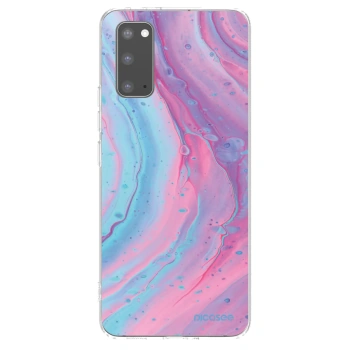 Picasee silikonowe przeźroczyste etui na Samsung Galaxy S20 G980F - Pink liquid