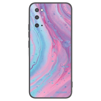 Picasee silikonowe czarne etui na Samsung Galaxy S20 G980F - Pink liquid