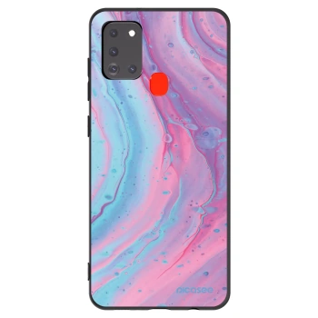 Picasee silikonowe czarne etui na Samsung Galaxy A21s - Pink liquid