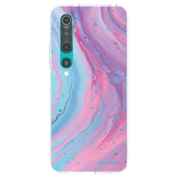 Picasee silikonowe przeźroczyste etui na Xiaomi Mi 10 - Pink liquid