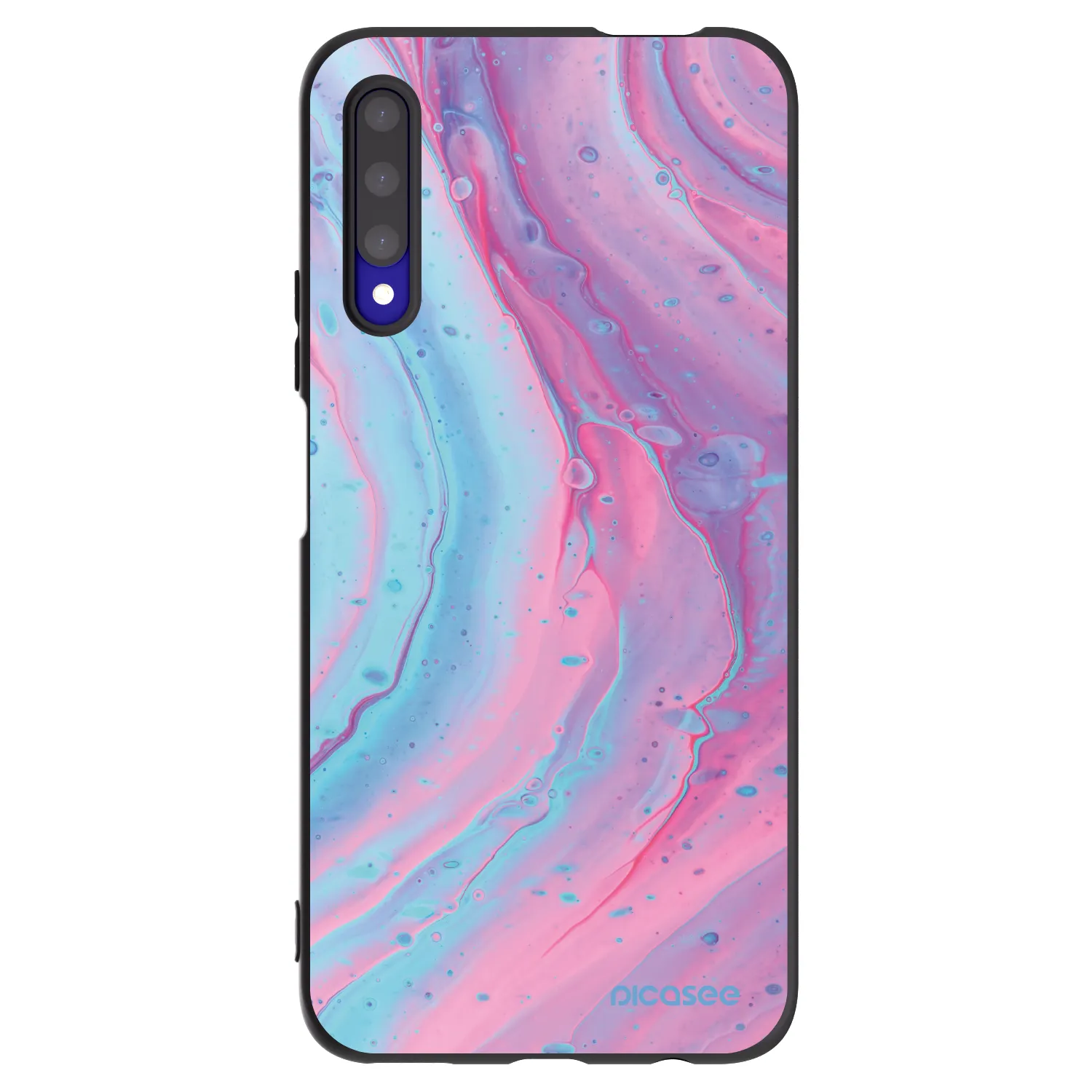 Picasee silikonowe czarne etui na Honor 9X Pro - Pink liquid