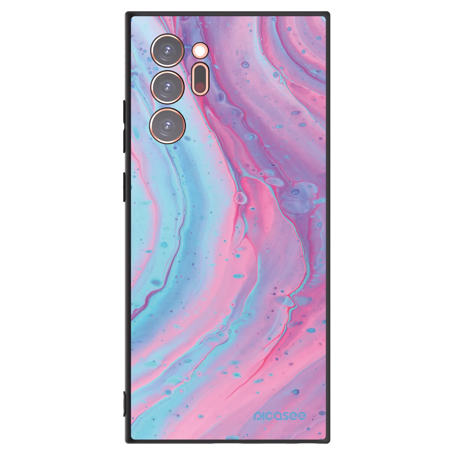 Picasee silikonowe czarne etui na Samsung Galaxy Note 20 Ultra - Pink liquid